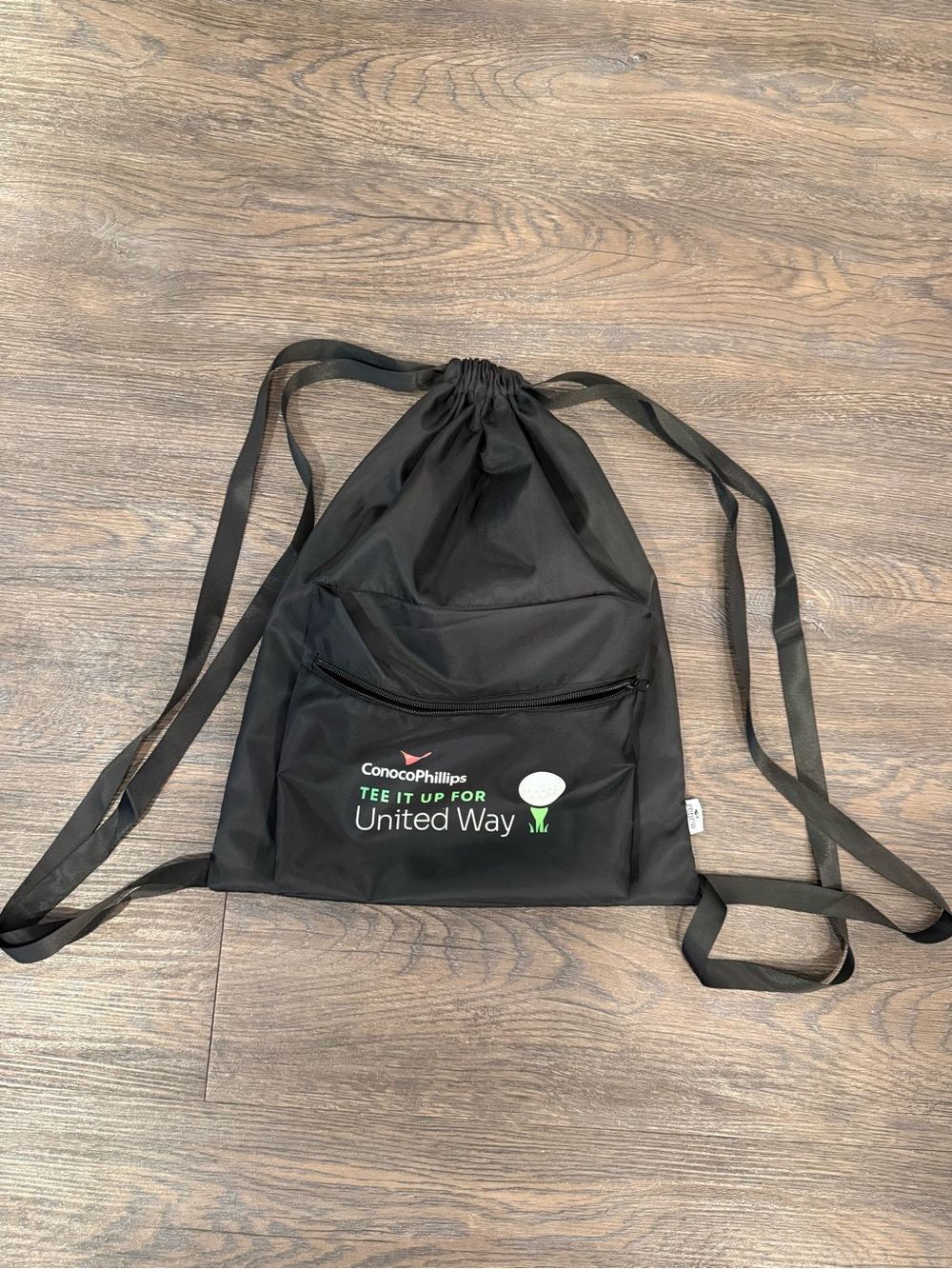 ConocoPhilips Tee It Up For United Way Black Drawstring Bag